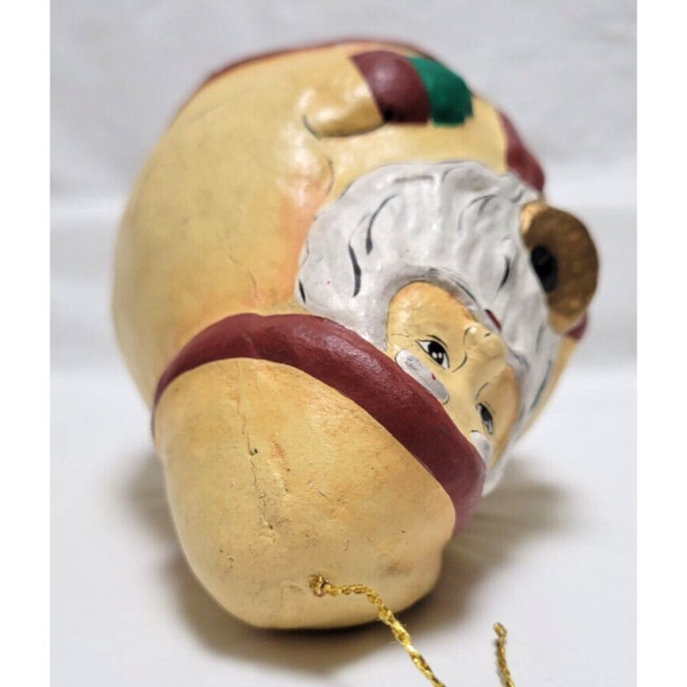 Vintage Roly Poly Santa with Bell Christmas Tree Ornament - Picture 5 of 6